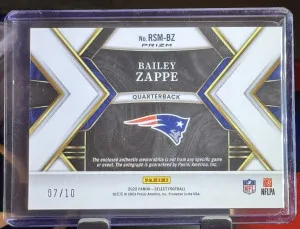 2022 Panini Select Bailey Zappe #RSM-BZ Gold Disco Prizm RPA #/10 back